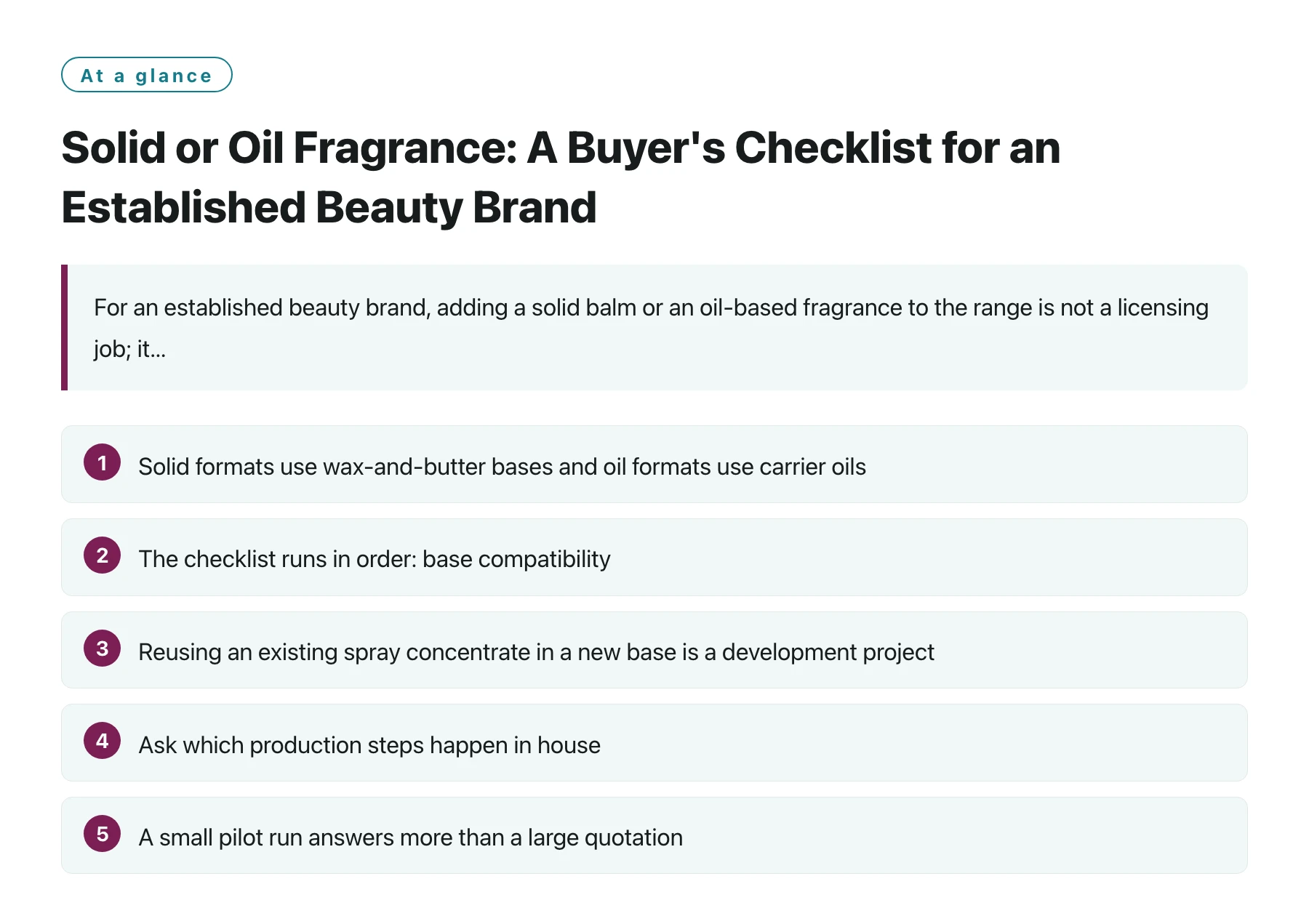 Solid or Oil Fragrance: A Buyer's Checklist for an Established Beauty Brand——全文要点速览