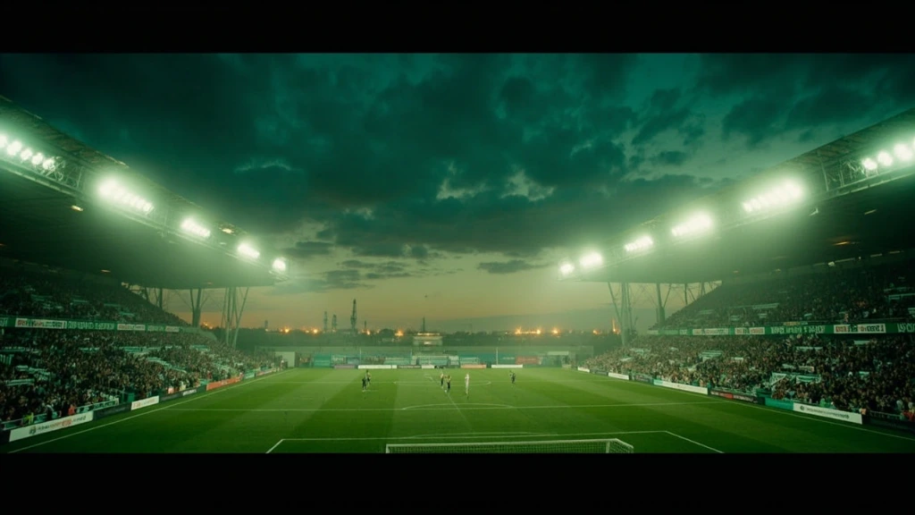Greenwood Stadium packed with Ainslie FC supporters under floodlights at dusk